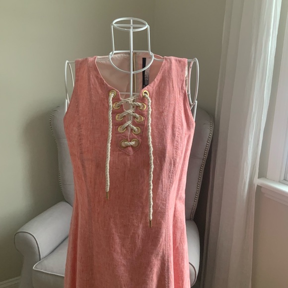 Kenzie Pink A-Line Mini Dress Sleeveless Crew Neck for Casual Wear - Picture 2 of 6